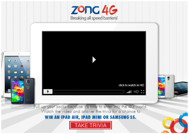 Zong 4G Trivia - Win iPad Air, iPad Mini and Samsung S5