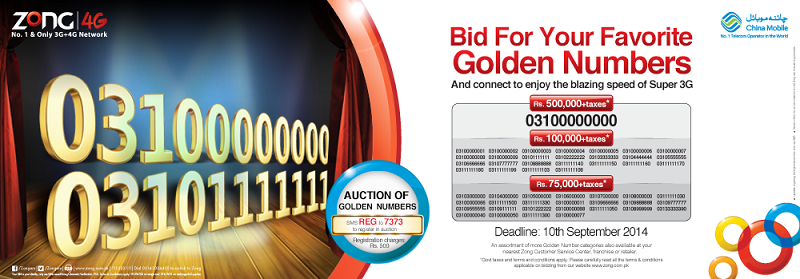 Get Register Yourself for Bidding Process of Zong Golden Number